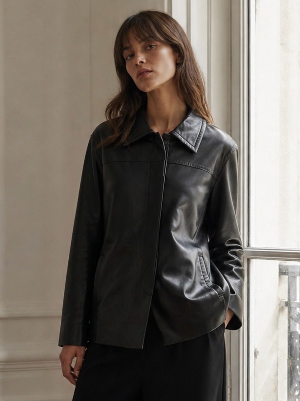 Coach 1941 Leather Moto Jacket Bomber
Coat Button Front Black Size L